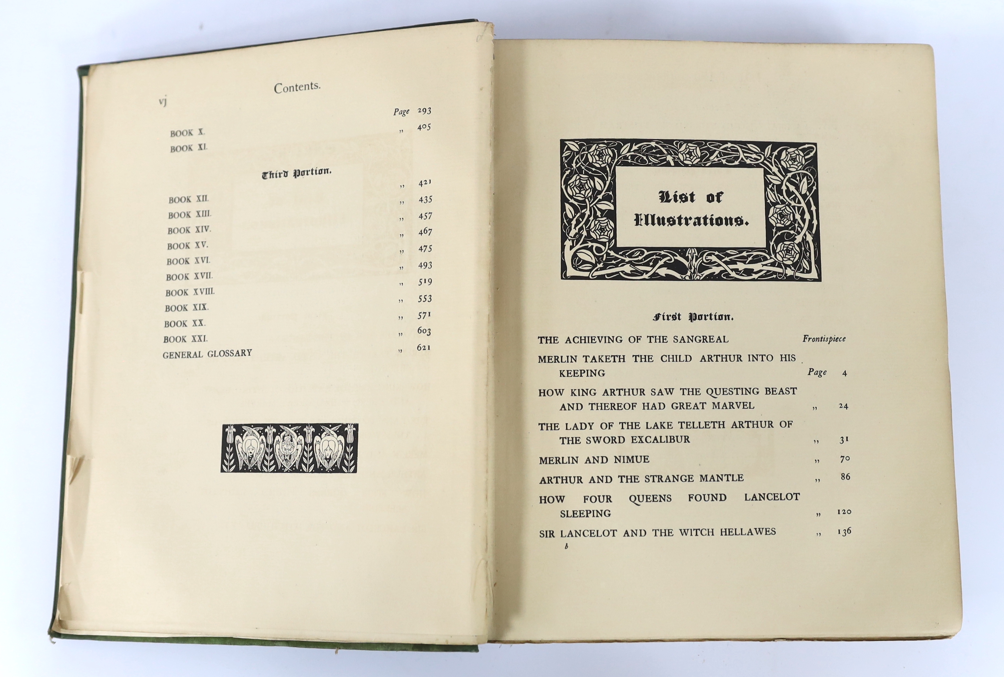 Malory, Sir Thomas - The Birth Life and Acts of King Arthur of his Knights of the Round Table....With an introduction by Professor Rhys and embellished with many original designs by Aubrey Beardsley. (the 2nd Beardsley e